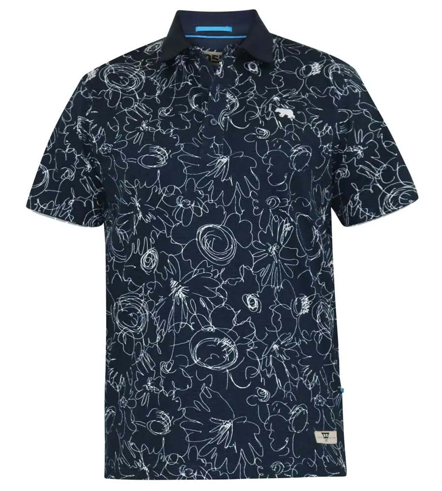 D555 Big Mens Pique Polo Shirt With Abstract Print (ROLAND)